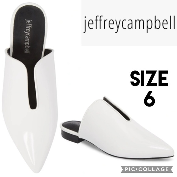 Jeffrey Campbell Shoes - Jeffrey Campbell Womens Mules Cleos White Patent Leather Pointed Toe Size 6